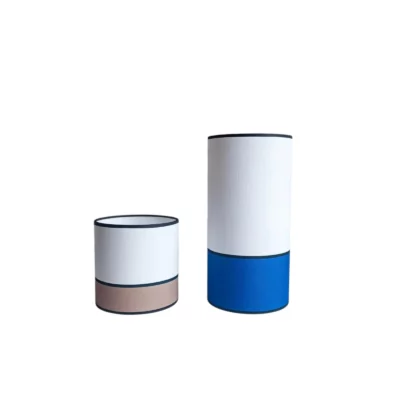 abat-jour diamètrec15cmx15cm beige noisette et abat-jour diamètrec15cmx30cm bleu indigo