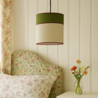 Abat-jour Massara diamètre25cm coloris vert avocat et blanc arum