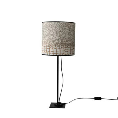 lampe signature pied 45cm abat-jour diamètre 25cm beige moka