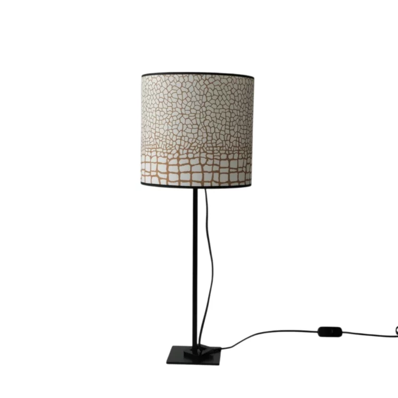 lampe signature pied 45cm abat-jour diamètre 25cm beige moka
